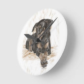 Horloge Ronde Oreilles naturelles de chien de dobermann (Angle)