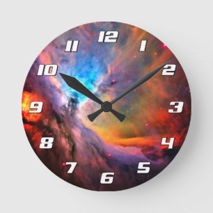 Horloge Ronde Orion Nebula Space Galaxy contraste élevé Numéros
