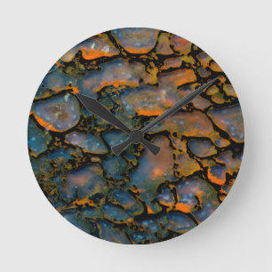 Horloge Ronde Os de dinosaure pétrifié orange