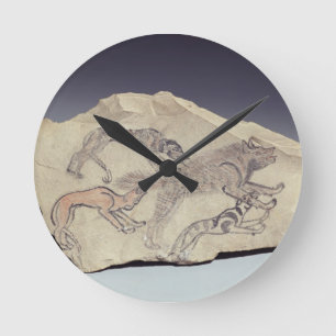 Horloge Ronde Ostracon dépeignant un chien chassant une hyène