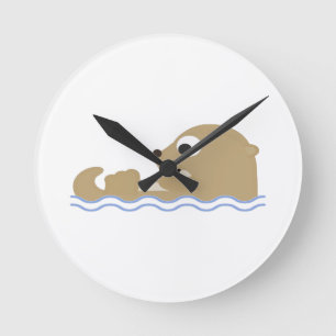 Horloge Ronde Otter flottante mignonne