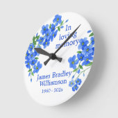 Horloge Ronde Oublie-moi pas mémorial Keepsaké (Angle)