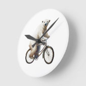 Horloge Ronde Ours Polaire Sur Vélo (Angle)