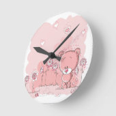 HORLOGE RONDE OURS ROSE (Angle)