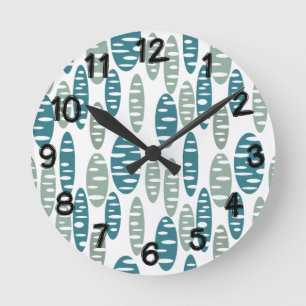 Horloge Ronde Ovales bleus rétro