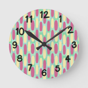 Horloge Ronde Ovales jaune et rose