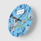 Horloge Ronde Owl Gray & Blue Baby | Theme (Angle)