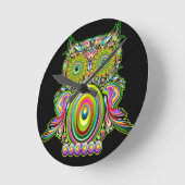Horloge Ronde Owl psychedelic pop art (Angle)