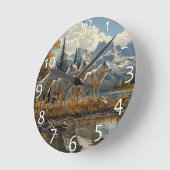 Horloge Ronde Pack Wolf au bord du lac (Angle)