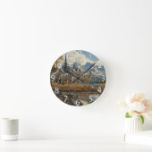 Horloge Ronde Pack Wolf au bord du lac (Maison)