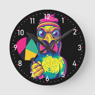 Horloge Ronde Paddle Peckin' Time Pickleball
