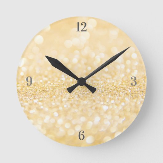 Horloge Ronde Paillettes Sable Doré (Recto)