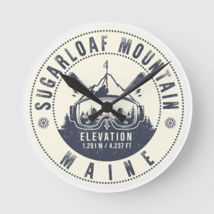 Horloge Ronde Pain de sucre Maine Mountain Ski Vintage Souvenir