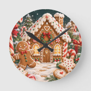 Horloge Ronde Pain d'épices personnalisé Noël avec bonbon,gâteau