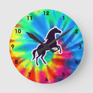 Horloge Ronde Paix, amour, chevaux