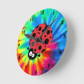 Horloge Ronde Paix, Amour, Ladybugs (Angle)