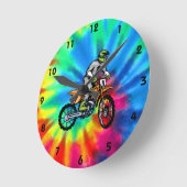 Horloge Ronde Paix, Amour, Motocross (Angle)