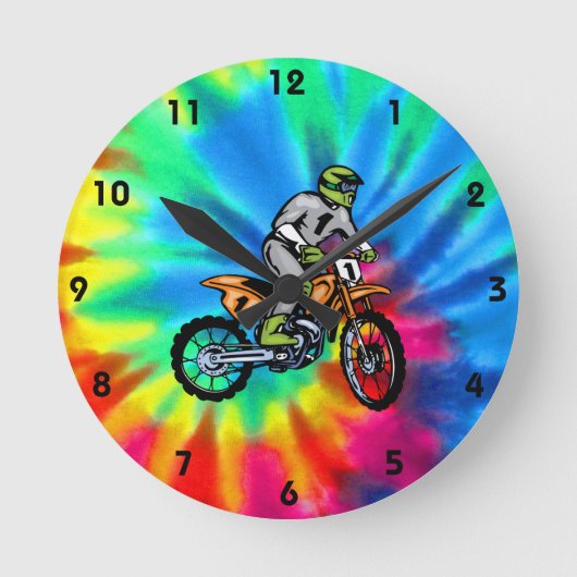 Horloge Ronde Paix, Amour, Motocross (Recto)
