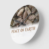 Horloge Ronde Paix classique de cône de pin de vacances sur (Angle)