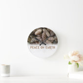 Horloge Ronde Paix classique de cône de pin de vacances sur (Maison)