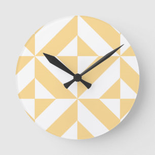 Horloge Ronde Pale Melon Geometric Deco Cube Motif