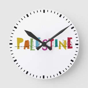 Horloge Ronde PALESTINE arabe nom Sac fourre-tout coloré montre