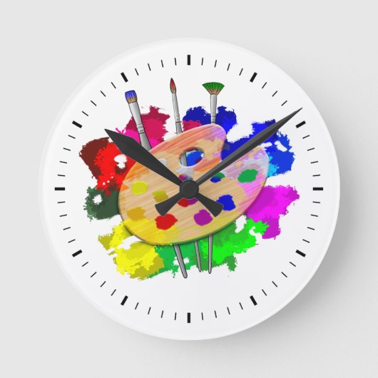 Horloge Ronde Palette Artiste Et Brosses (Recto)