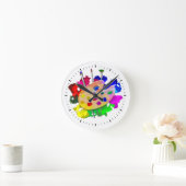 Horloge Ronde Palette Artiste Et Brosses (Maison)