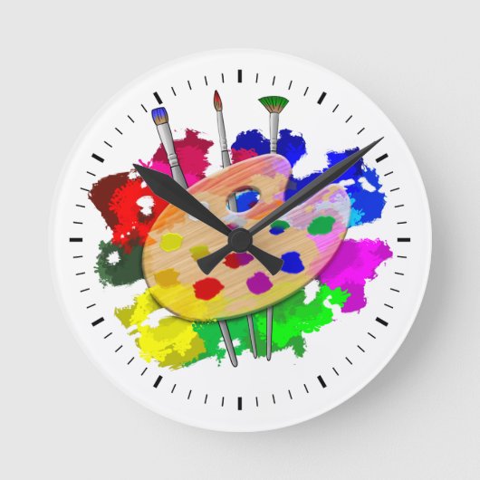 Horloge Ronde Palette Artiste Et Brosses (Recto)