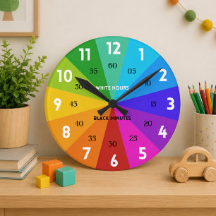 Horloge Ronde Palette de couleurs arc-en-ciel gras Apprendre à l