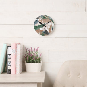 Horloge Ronde Palm Banana Feuilles Bliss (Couleurs D'Automne) 1 