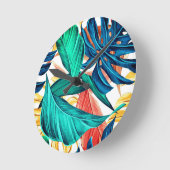 Horloge Ronde Palm feuille exotique tropical (Angle)