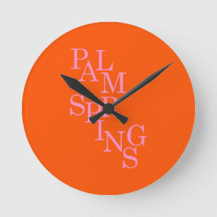 Horloge Ronde Palm Springs Orange Et Rose