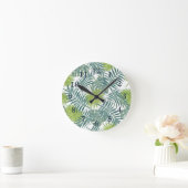 Horloge Ronde Palm Tree Fronds Peinture hawaïenne (Maison)