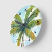 Horloge Ronde Palmier Tropical Beach par beau temps (Angle)