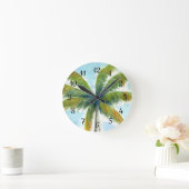 Horloge Ronde Palmier Tropical Beach par beau temps (Maison)