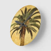 Horloge Ronde Palmier vintage - Modèle Customisé tropical (Angle)