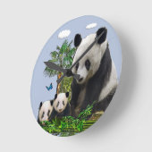 Horloge Ronde Panda Bears (Angle)