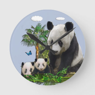 Horloge Ronde Panda Bears