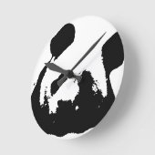 Horloge Ronde Panda d'art noir blanc (Angle)