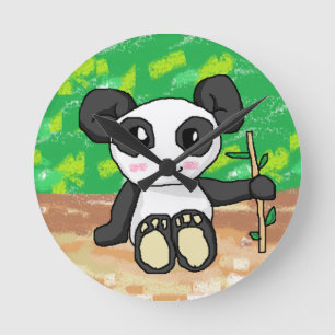 Horloge Ronde panda mignon de bande dessinée