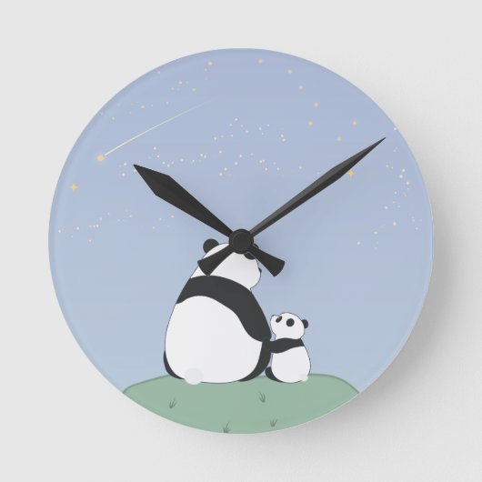 Horloge Ronde Panda Sous Les Étoiles (Recto)