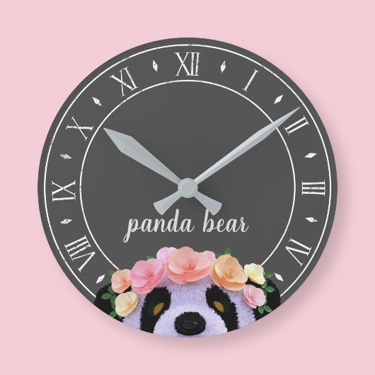 Horloge Ronde Panda Thème Rustique Noir et Blanc