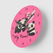 Horloge Ronde Pandas I Love My Nana (Angle)