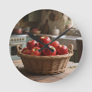 Horloge Ronde Panier de pommes rouges