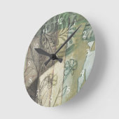 Horloge Ronde Panneau de jardin avec Feuilles, fleurs et herbe (Angle)