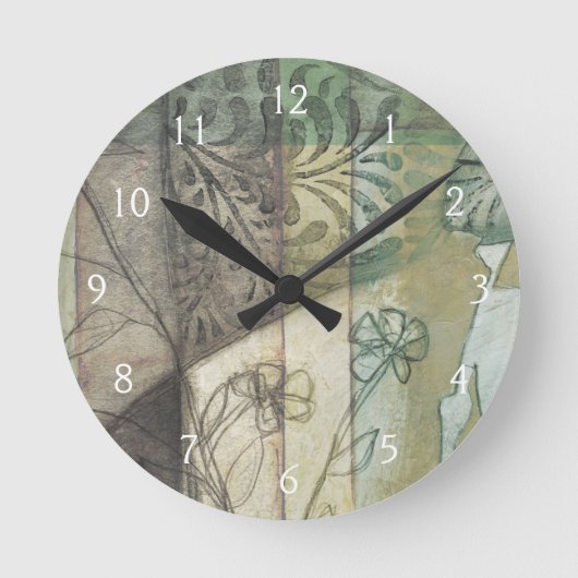 Horloge Ronde Panneau de jardin avec Feuilles, fleurs et herbe (Recto)