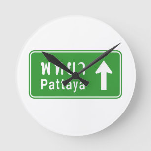 Horloge Ronde Panneau de signalisation routière Pattaya ⚠ Thaïla