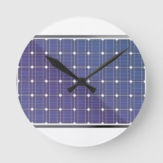 Horloge Ronde Panneau solaire en blanc (Recto)