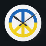Horloge Ronde Panneau SYMBOLE DE LA PAIX Ukraine Bleu Jaune Drap<br><div class="desc">Paix pour l'Ukraine 💙 💛</div>
